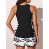 image:imageSummer Mae Blouson Womens Tankini Swimsuits Tummy Control Bathing Suits  Swim shorts with pocketsmodest top with removable padded2piece swimwear 2026 for beachpoolcruiseWavy Palm