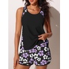 image:imageSummer Mae Blouson Womens Tankini Swimsuits Tummy Control Bathing Suits  Swim shorts with pocketsmodest top with removable padded2piece swimwear 2026 for beachpoolcruiseLight Purple Floral