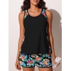 image:imageSummer Mae Blouson Womens Tankini Swimsuits Tummy Control Bathing Suits  Swim shorts with pocketsmodest top with removable padded2piece swimwear 2026 for beachpoolcruiseMulticolor Flora