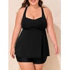 image:imageSummer Mae Plus Size Tankini Swimsuits for Women Ribbed Two Piece Swimwear  Tummy controlAdjustble criss strapsSwim shorts with pockets2pieceRemovable paddedBeachPoolCruiseTropical vacationRibbed Black