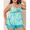 image:imageSummer Mae Plus Size Tankini Swimsuits for Women Ribbed Two Piece Swimwear  Tummy controlAdjustble criss strapsSwim shorts with pockets2pieceRemovable paddedBeachPoolCruiseTropical vacationAbstract Flower Clusters