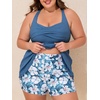 image:imageSummer Mae Plus Size Tankini Swimsuits for Women Ribbed Two Piece Swimwear  Tummy controlAdjustble criss strapsSwim shorts with pockets2pieceRemovable paddedBeachPoolCruiseTropical vacationRibbed Blue Lily