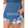 image:imageSummer Mae Plus Size Tankini Swimsuits for Women Ribbed Two Piece Swimwear  Tummy controlAdjustble criss strapsSwim shorts with pockets2pieceRemovable paddedBeachPoolCruiseTropical vacationRibbed Blue Lily