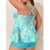 image:imageSummer Mae Plus Size Tankini Swimsuits for Women Ribbed Two Piece Swimwear  Tummy controlAdjustble criss strapsSwim shorts with pockets2pieceRemovable paddedBeachPoolCruiseTropical vacationAbstract Flower Clusters