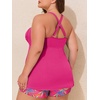 image:imageSummer Mae Plus Size Tankini Swimsuits for Women Ribbed Two Piece Swimwear  Tummy controlAdjustble criss strapsSwim shorts with pockets2pieceRemovable paddedBeachPoolCruiseTropical vacationRibbed Pink Leaves