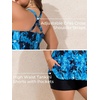 image:imageSummer Mae Plus Size Tankini Swimsuits for Women Ribbed Two Piece Swimwear  Tummy controlAdjustble criss strapsSwim shorts with pockets2pieceRemovable paddedBeachPoolCruiseTropical vacationTiedye Blue Leaves
