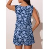 image:imageSummer Mae Ruffled Swim Romper One Piece Swimsuit Women Modest Bathing Suit  Highback designV neckDouble layer swim shorts with pocketsHigh waistTummy controlModestBlousonBeachTropical vacationBlue Branches Flowers
