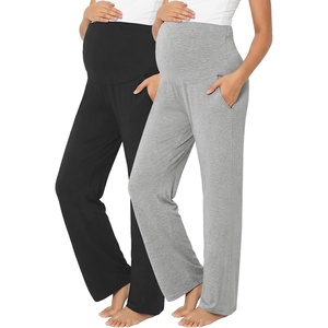 image:imageSummer Mae Viscose Maternity Pajama Pants Pregnancy Lounge Pant with Pocket  Soft wide leg maternity trousers stretchy breathable sweatpants for home yoga and relaxed daily wearBlackLight Grey