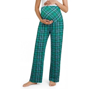 image:imageSummer Mae Viscose Maternity Pajama Pants Pregnancy Lounge Pant with Pocket  Soft wide leg maternity trousers stretchy breathable sweatpants for home yoga and relaxed daily wearGreen Plaid