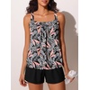 image:imageSummer Mae Blouson Womens Tankini Swimsuits Tummy Control Bathing  Modest tankini with adjustable strapsbuiltin briefswim shorts with pocketsplus for beachpoolvacationJungle Leaf