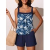 image:imageSummer Mae Blouson Womens Tankini Swimsuits Tummy Control Bathing  Modest tankini with adjustable strapsbuiltin briefswim shorts with pocketsplus for beachpoolvacationBlue Coconut Sea