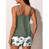 image:imageSummer Mae Blouson Womens Tankini Swimsuits Tummy Control Bathing  Modest tankini with adjustable strapsbuiltin briefswim shorts with pocketsplus for beachpoolvacationGreen Shadow