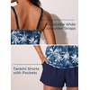 image:imageSummer Mae Blouson Womens Tankini Swimsuits Tummy Control Bathing  Modest tankini with adjustable strapsbuiltin briefswim shorts with pocketsplus for beachpoolvacationBlue Coconut Sea