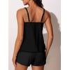 image:imageSummer Mae Blouson Womens Tankini Swimsuits Tummy Control Bathing  Modest tankini with adjustable strapsbuiltin briefswim shorts with pocketsplus for beachpoolvacationBlack