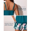 image:imageSummer Mae Blouson Womens Tankini Swimsuits Tummy Control Bathing  Modest tankini with adjustable strapsbuiltin briefswim shorts with pocketsplus for beachpoolvacationHibiscus With Palm Leaves