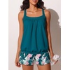 image:imageSummer Mae Blouson Womens Tankini Swimsuits Tummy Control Bathing  Modest tankini with adjustable strapsbuiltin briefswim shorts with pocketsplus for beachpoolvacationHibiscus With Palm Leaves
