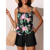 image:imageSummer Mae Blouson Womens Tankini Swimsuits Tummy Control Bathing  Modest tankini with adjustable strapsbuiltin briefswim shorts with pocketsplus for beachpoolvacationBlush Jungle Flower
