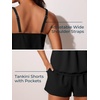 image:imageSummer Mae Blouson Womens Tankini Swimsuits Tummy Control Bathing  Modest tankini with adjustable strapsbuiltin briefswim shorts with pocketsplus for beachpoolvacationBlack