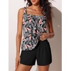 image:imageSummer Mae Blouson Womens Tankini Swimsuits Tummy Control Bathing  Modest tankini with adjustable strapsbuiltin briefswim shorts with pocketsplus for beachpoolvacationJungle Leaf