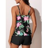image:imageSummer Mae Blouson Womens Tankini Swimsuits Tummy Control Bathing  Modest tankini with adjustable strapsbuiltin briefswim shorts with pocketsplus for beachpoolvacationBlush Jungle Flower