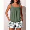 image:imageSummer Mae Blouson Womens Tankini Swimsuits Tummy Control Bathing  Modest tankini with adjustable strapsbuiltin briefswim shorts with pocketsplus for beachpoolvacationGreen Shadow