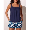 image:imageSummer Mae Blouson Womens Tankini Swimsuits Tummy Control Bathing  Modest tankini with adjustable strapsbuiltin briefswim shorts with pocketsplus for beachpoolvacationPop Hibiscus