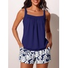 image:imageSummer Mae Blouson Womens Tankini Swimsuits Tummy Control Bathing  Modest tankini with adjustable strapsbuiltin briefswim shorts with pocketsplus for beachpoolvacationMonstera Leaf Silhouette