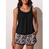 image:imageSummer Mae Blouson Womens Tankini Swimsuits with Shorts Bathing Suits 2026  Side PocketsTummy ControlBuiltin Brief Modest FitRemovable PadsSlimming Coverage for Beach VacationsPinkblue Jungle
