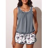 image:imageSummer Mae Blouson Womens Tankini Swimsuits with Shorts Bathing Suits 2026  Side PocketsTummy ControlBuiltin Brief Modest FitRemovable PadsSlimming Coverage for Beach VacationsLilac Leopard Palm
