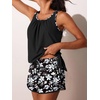 image:imageSummer Mae Blouson Womens Tankini Swimsuits with Shorts Bathing Suits 2026  Side PocketsTummy ControlBuiltin Brief Modest FitRemovable PadsSlimming Coverage for Beach VacationsWhite Gouache Flowers