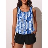 image:imageSummer Mae Blouson Womens Tankini Swimsuits with Shorts Bathing Suits 2026  Side PocketsTummy ControlBuiltin Brief Modest FitRemovable PadsSlimming Coverage for Beach VacationsAbstract Ink Blue