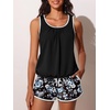 image:imageSummer Mae Blouson Womens Tankini Swimsuits with Shorts Bathing Suits 2026  Side PocketsTummy ControlBuiltin Brief Modest FitRemovable PadsSlimming Coverage for Beach VacationsShadows of Twilight