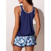 image:imageSummer Mae Blouson Womens Tankini Swimsuits with Shorts Bathing Suits 2026  Side PocketsTummy ControlBuiltin Brief Modest FitRemovable PadsSlimming Coverage for Beach VacationsBlue White Grasses