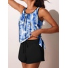image:imageSummer Mae Blouson Womens Tankini Swimsuits with Shorts Bathing Suits 2026  Side PocketsTummy ControlBuiltin Brief Modest FitRemovable PadsSlimming Coverage for Beach VacationsAbstract Ink Blue