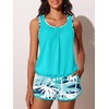 image:imageSummer Mae Blouson Womens Tankini Swimsuits with Shorts Bathing Suits 2026  Side PocketsTummy ControlBuiltin Brief Modest FitRemovable PadsSlimming Coverage for Beach VacationsCoconut Tree on the Sea