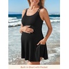 image:imageSummer Mae Ribbed Maternity Swimsuit Wrap Dress with Builtin Pocket Short  2In1 Side Tie One Piece Bathing Suit Adjustable Straps Removable Pads Belly Ruching Babymoon Pool and Beach DaysBlack