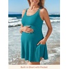 image:imageSummer Mae Ribbed Maternity Swimsuit Wrap Dress with Builtin Pocket Short  2In1 Side Tie One Piece Bathing Suit Adjustable Straps Removable Pads Belly Ruching Babymoon Pool and Beach DaysCyan Blue