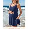 image:imageSummer Mae Ribbed Maternity Swimsuit Wrap Dress with Builtin Pocket Short  2In1 Side Tie One Piece Bathing Suit Adjustable Straps Removable Pads Belly Ruching Babymoon Pool and Beach DaysBlue