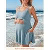 image:imageSummer Mae Ribbed Maternity Swimsuit Wrap Dress with Builtin Pocket Short  2In1 Side Tie One Piece Bathing Suit Adjustable Straps Removable Pads Belly Ruching Babymoon Pool and Beach DaysDusty Blue