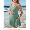 image:imageSummer Mae Ribbed Maternity Swimsuit Wrap Dress with Builtin Pocket Short  2In1 Side Tie One Piece Bathing Suit Adjustable Straps Removable Pads Belly Ruching Babymoon Pool and Beach DaysSage Green