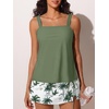 image:imageSummer Mae Womens Tankini Swimsuits with Skirt Two Piece Bathing SuitsGreen Shadow