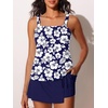 image:imageSummer Mae Womens Tankini Swimsuits with Skirt Two Piece Bathing SuitsHibiscus in White