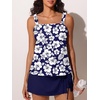image:imageSummer Mae Womens Tankini Swimsuits with Skirt Two Piece Bathing SuitsHibiscus in White