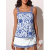 image:imageSummer Mae Womens Tankini Swimsuits with Skirt Two Piece Bathing SuitsVibrant Blue Floral