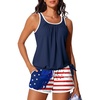 image:imageSummer Mae Blouson Womens Tankini Swimsuits with Shorts Bathing Suits 2026  Side PocketsTummy ControlBuiltin Brief Modest FitRemovable PadsSlimming Coverage for Beach VacationsFlag Stripes