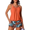 image:imageSummer Mae Blouson Womens Tankini Swimsuits with Shorts Bathing Suits 2026  Side PocketsTummy ControlBuiltin Brief Modest FitRemovable PadsSlimming Coverage for Beach VacationsTropical Green Foliage