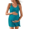 image:imageSummer Mae Ribbed Maternity Swimsuit Wrap Dress with Builtin Pocket Short  2In1 Side Tie One Piece Bathing Suit Adjustable Straps Removable Pads Belly Ruching Babymoon Pool and Beach DaysCyan Blue