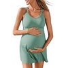 image:imageSummer Mae Ribbed Maternity Swimsuit Wrap Dress with Builtin Pocket Short  2In1 Side Tie One Piece Bathing Suit Adjustable Straps Removable Pads Belly Ruching Babymoon Pool and Beach DaysSage Green