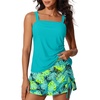 image:imageSummer Mae Womens Tankini Swimsuits with Skirt Two Piece Bathing SuitsTropical Green Leaves