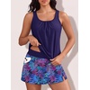 image:imageSummer Mae Blouson Womens Tankini Swimsuits with Skirt Bathing Suits 2026  Side PocketsTummy ControlBuiltin Boyshorts Modest FitRemovable PadsSlimming Coverage for Beach VacationsPurple Leaf